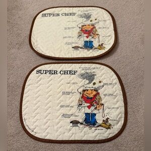 Vintage Thought Factory Gary Patterson Super Chef Quilted Placemats